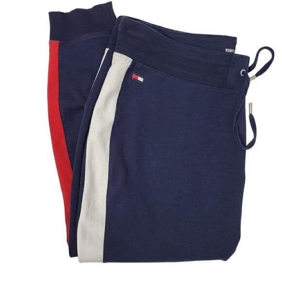 Tommy Hilfiger Men's Brand Logo Blue Red and White Drawstring Joggers Size 2x - Picture 1 of 11